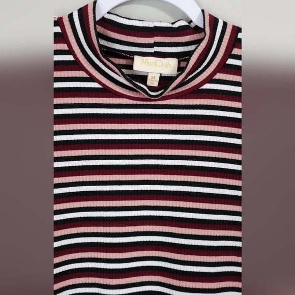 Modcloth Striped Long Sleeve Dress in Burgundy and Black - Picture 2 of 3